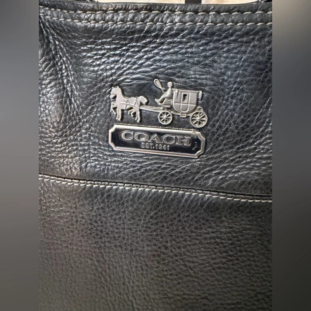 Coach Madison Tribeca East West Black Pebbled Leather Bag 14111